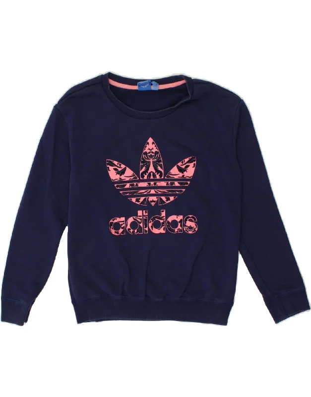 ADIDAS Womens Oversized Graphic Sweatshirt Jumper UK 8 Small Navy Blue Hoodie Sweatshirt Pullover ADIDAS Womens Oversized Graphic Sweatshirt Jumper UK 8 Small Navy Blue Hoodie Sweatshirt Pullover