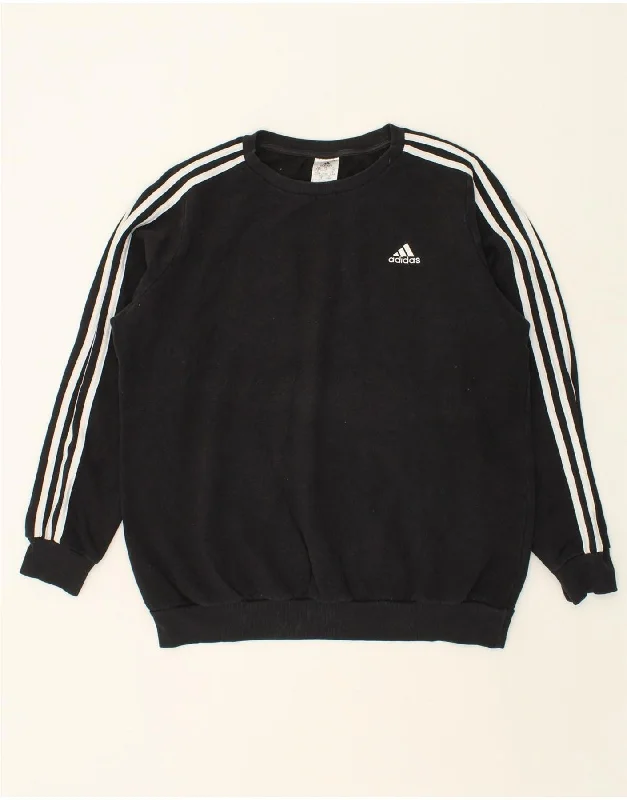 ADIDAS Womens Oversized Sweatshirt Jumper UK 20/22 XL Black Cotton