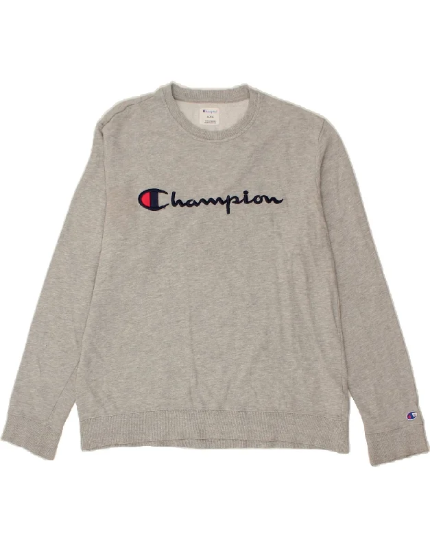 CHAMPION Mens Graphic Sweatshirt Jumper XL Grey Cotton Hoodie with Rhinestones Sparkly Elegant CHAMPION Mens Graphic Sweatshirt Jumper XL Grey Cotton Hoodie with Rhinestones Sparkly Elegant