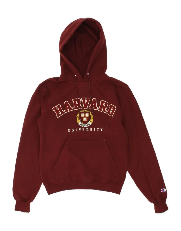 CHAMPION Mens Harvard Graphic Hoodie Jumper XS Maroon Cotton