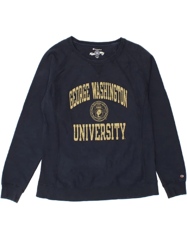CHAMPION Womens Graphic Sweatshirt Jumper UK 18 XL Navy Blue Cotton Hoodie with Belted Waist Structured Tailored CHAMPION Womens Graphic Sweatshirt Jumper UK 18 XL Navy Blue Cotton Hoodie with Belted Waist Structured Tailored