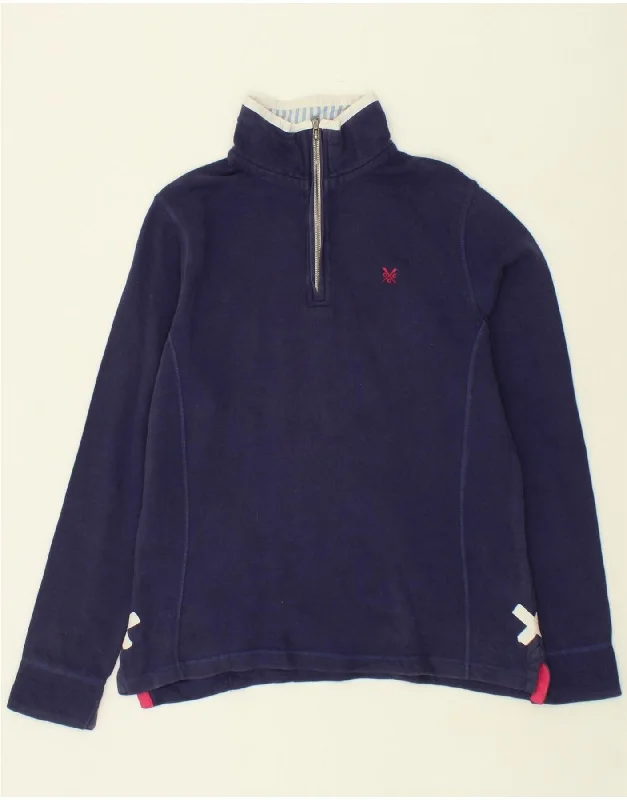 CREW CLOTHING Womens Zip Neck Sweatshirt Jumper UK 10 Small Navy Blue Hoodie with Raw Hem Edgy Unfinished CREW CLOTHING Womens Zip Neck Sweatshirt Jumper UK 10 Small Navy Blue Hoodie with Raw Hem Edgy Unfinished
