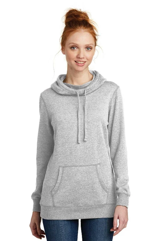 District DM493 Women's Lightweight Fleece Hoodie - Heathered Gray Hoodie with Pastel Soft Subtle District DM493 Women's Lightweight Fleece Hoodie - Heathered Gray Hoodie with Pastel Soft Subtle