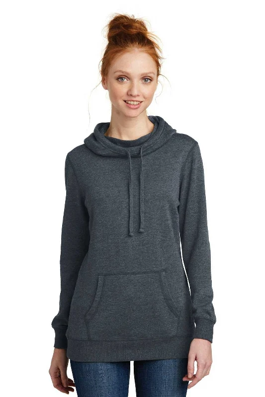 District DM493 Women's Lightweight Fleece Hoodie - Heathered Navy Hoodie with Contrast Stitching Detailed Premium District DM493 Women's Lightweight Fleece Hoodie - Heathered Navy Hoodie with Contrast Stitching Detailed Premium