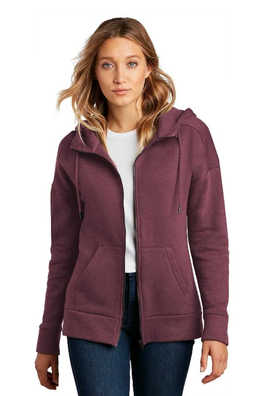District DT1104 Womens Perfect Weight Fleece Drop Shoulder Full-Zip Hoodie - Heathered Loganberry Hoodie with Turtle Neck Cozy Winter District DT1104 Womens Perfect Weight Fleece Drop Shoulder Full-Zip Hoodie - Heathered Loganberry Hoodie with Turtle Neck Cozy Winter