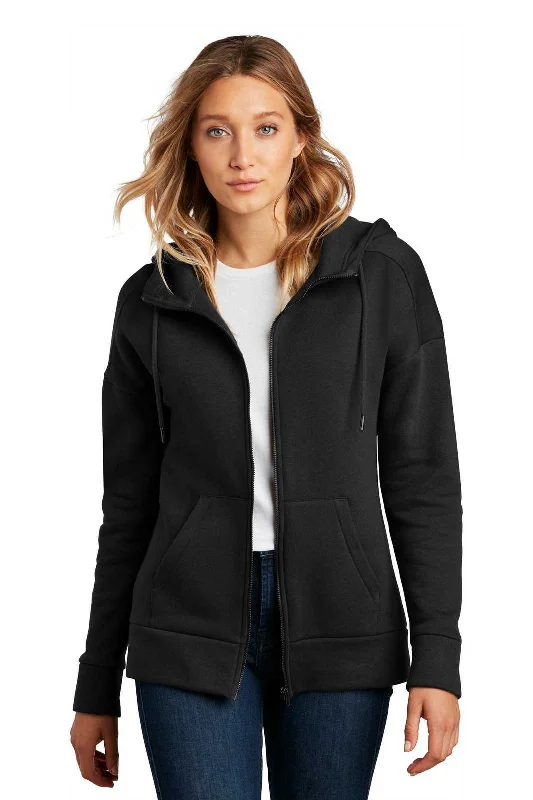 District DT1104 Womens Perfect Weight Fleece Drop Shoulder Full-Zip Hoodie - Jet Black Hoodie with Hem Fringe Bohemian Relaxed District DT1104 Womens Perfect Weight Fleece Drop Shoulder Full-Zip Hoodie - Jet Black Hoodie with Hem Fringe Bohemian Relaxed