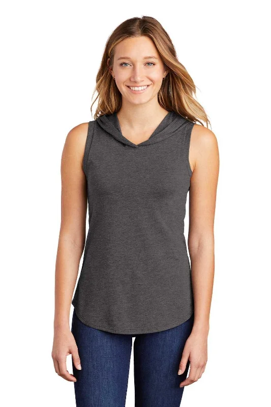 District DT1375 Women's Perfect Tri Sleeveless Hoodie - Heathered Charcoal Cotton Hoodie Fleece Lining Warmth District DT1375 Women's Perfect Tri Sleeveless Hoodie - Heathered Charcoal Cotton Hoodie Fleece Lining Warmth