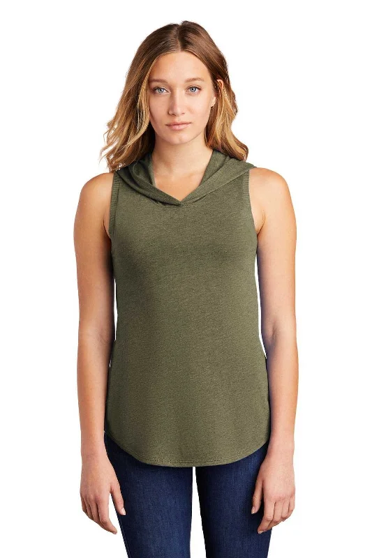 District DT1375 Women's Perfect Tri Sleeveless Hoodie - Military Green Frost Hoodie with Strings Custom Fit Adjustable District DT1375 Women's Perfect Tri Sleeveless Hoodie - Military Green Frost Hoodie with Strings Custom Fit Adjustable