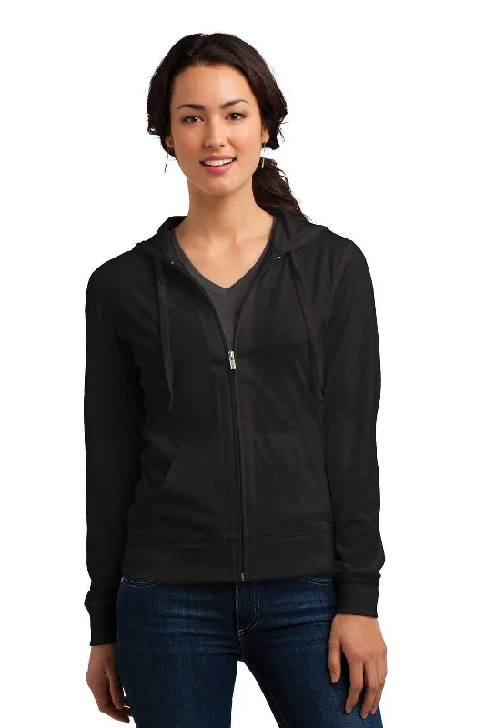 District DT2100 Women's Fitted Jersey Full-Zip Hoodie - Black Hoodie with Pattern Geometric Abstract District DT2100 Women's Fitted Jersey Full-Zip Hoodie - Black Hoodie with Pattern Geometric Abstract