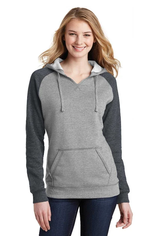 District DT296 Women's Lightweight Fleece Raglan Hoodie - Heathered Gray Heathered Charcoal Hoodie with Raw Hem Edgy Unfinished District DT296 Women's Lightweight Fleece Raglan Hoodie - Heathered Gray Heathered Charcoal Hoodie with Raw Hem Edgy Unfinished