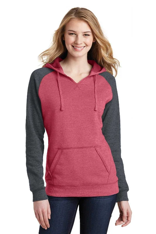 District DT296 Women's Lightweight Fleece Raglan Hoodie - Heathered Red Heathered Charcoal Hoodie with Raglan Sleeves Sporty Comfortable District DT296 Women's Lightweight Fleece Raglan Hoodie - Heathered Red Heathered Charcoal Hoodie with Raglan Sleeves Sporty Comfortable