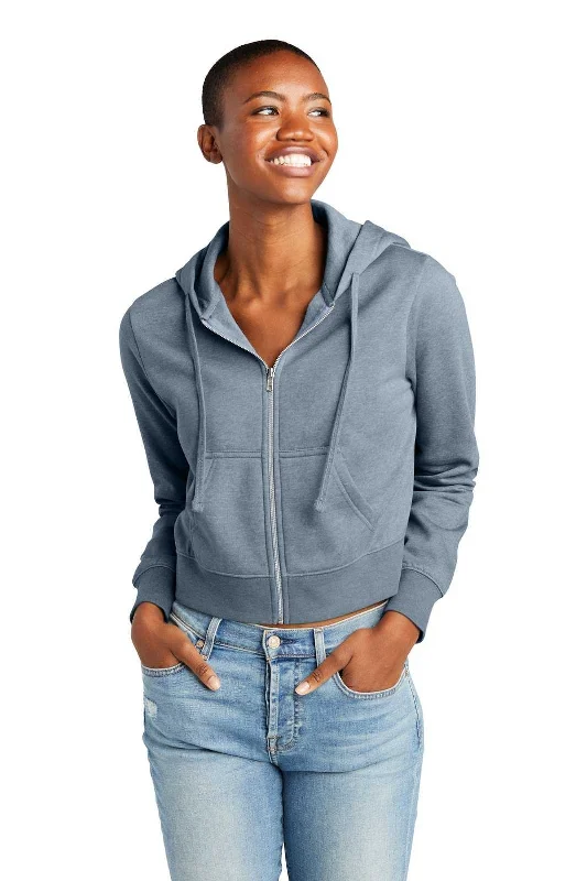 District DT6103 Women's Vit Fleece Full-Zip Hoodie - Flint Blue Heather Hoodie with Color Block Contrast Stylish District DT6103 Women's Vit Fleece Full-Zip Hoodie - Flint Blue Heather Hoodie with Color Block Contrast Stylish
