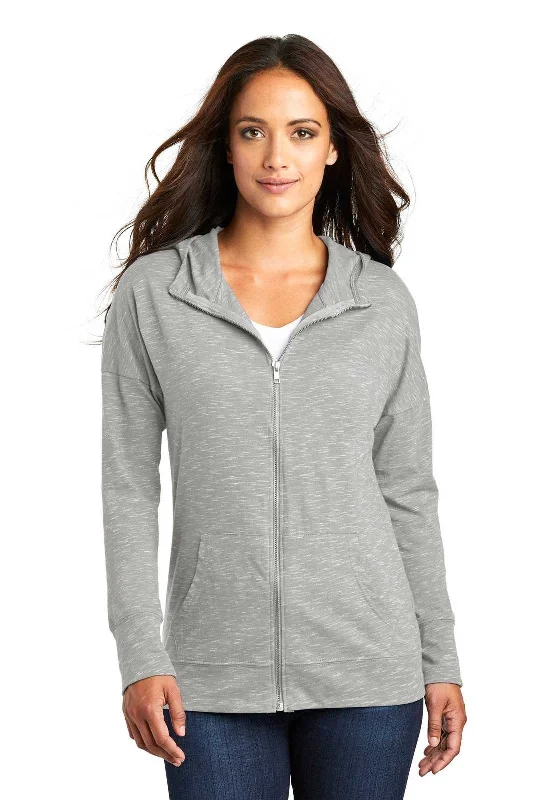 District DT665 Women's Medal Full-Zip Hoodie - Light Gray Hoodie with Bell Sleeves Flared Feminine District DT665 Women's Medal Full-Zip Hoodie - Light Gray Hoodie with Bell Sleeves Flared Feminine