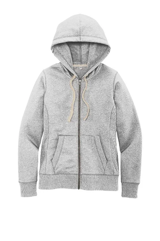 District DT8103 Women's Re-Fleece Full-Zip Hoodie - Light Heather Gray Hoodie with Back Slit Movement Comfort District DT8103 Women's Re-Fleece Full-Zip Hoodie - Light Heather Gray Hoodie with Back Slit Movement Comfort