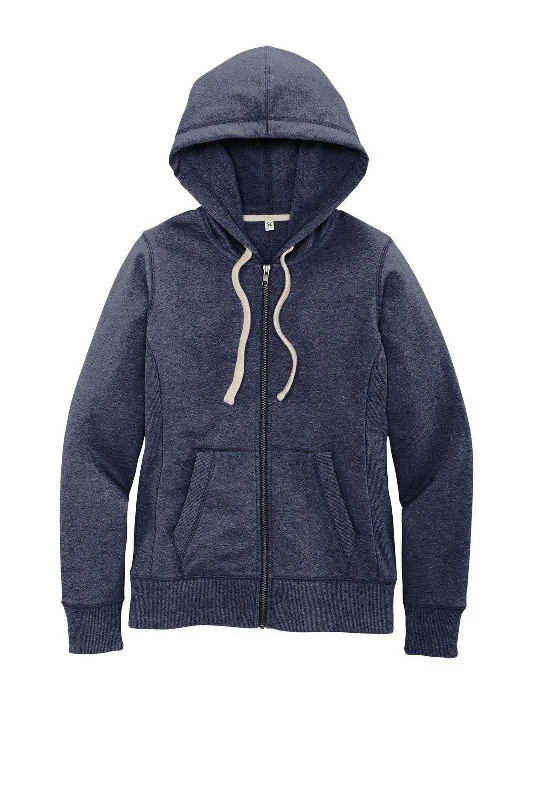 District DT8103 Women's Re-Fleece Full-Zip Hoodie - True Navy Hoodie with Hem Elastic Stretchable Comfortable District DT8103 Women's Re-Fleece Full-Zip Hoodie - True Navy Hoodie with Hem Elastic Stretchable Comfortable