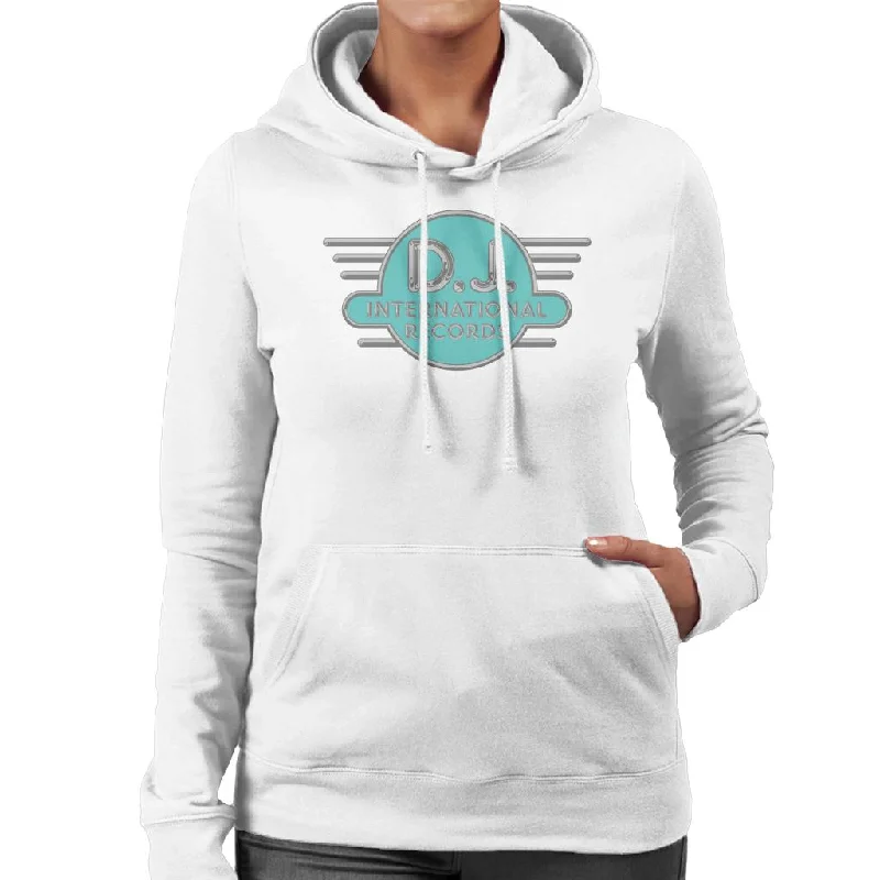 DJ International Records Cyan Logo Women's Hooded Sweatshirt