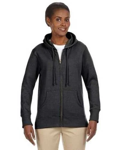 Econscious EC4580 Ladies' Organic Recycled Heathered Fleece Full-Zip Hooded Sweatshirt - Charcoal Hoodie with Hem Frayed Vintage Worn Econscious EC4580 Ladies' Organic Recycled Heathered Fleece Full-Zip Hooded Sweatshirt - Charcoal Hoodie with Hem Frayed Vintage Worn
