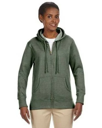 Econscious EC4580 Ladies' Organic Recycled Heathered Fleece Full-Zip Hooded Sweatshirt - Military Green Zip Hoodie Drawstring Kangaroo Pocket Econscious EC4580 Ladies' Organic Recycled Heathered Fleece Full-Zip Hooded Sweatshirt - Military Green Zip Hoodie Drawstring Kangaroo Pocket