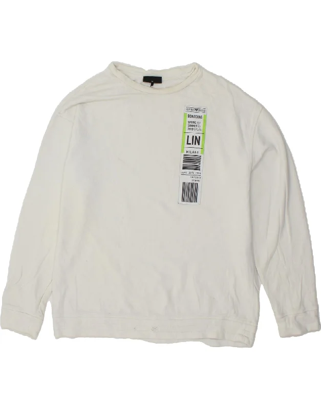 EMPORIO ARMANI Mens Sweatshirt Jumper Medium White Cotton Hoodie with Button Classic Timeless EMPORIO ARMANI Mens Sweatshirt Jumper Medium White Cotton Hoodie with Button Classic Timeless