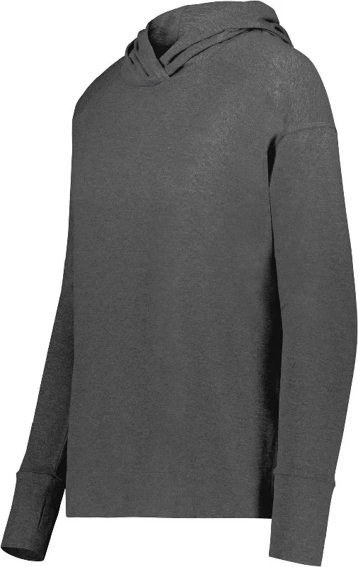 Holloway 222798 Ladies Ventura Soft Knit Hoodie - Carbon Heather Hoodie with Hood Adjustable Protection Holloway 222798 Ladies Ventura Soft Knit Hoodie - Carbon Heather Hoodie with Hood Adjustable Protection