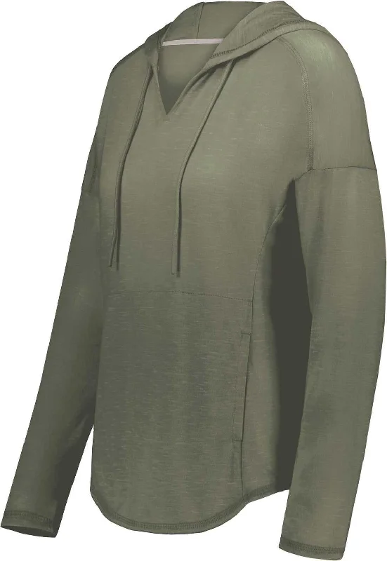 Holloway 222845 Ladies Monterey Hoodie - Olive Heather Hoodie with Neon Bright Vibrant Holloway 222845 Ladies Monterey Hoodie - Olive Heather Hoodie with Neon Bright Vibrant