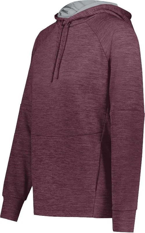 Holloway 223780 Ladies All Pro Performance Fleece Hoodie - Maroon Heather Silver Hoodie with Oversized Fit Loose Comfortable Holloway 223780 Ladies All Pro Performance Fleece Hoodie - Maroon Heather Silver Hoodie with Oversized Fit Loose Comfortable