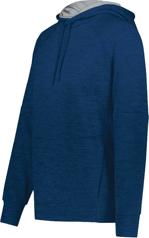 Holloway 223780 Ladies All Pro Performance Fleece Hoodie - Navy Heather Silver Hoodie with Slim Fit Tailored Modern Holloway 223780 Ladies All Pro Performance Fleece Hoodie - Navy Heather Silver Hoodie with Slim Fit Tailored Modern