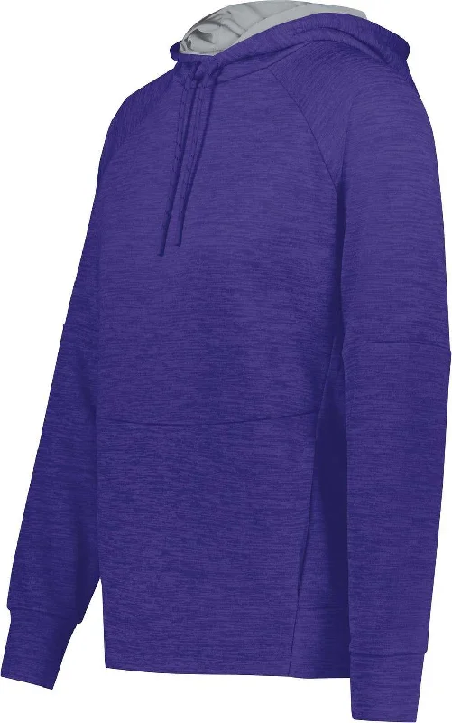 Holloway 223780 Ladies All Pro Performance Fleece Hoodie - Purple Heather Silver Hoodie with Relaxed Fit Easy Casual Holloway 223780 Ladies All Pro Performance Fleece Hoodie - Purple Heather Silver Hoodie with Relaxed Fit Easy Casual