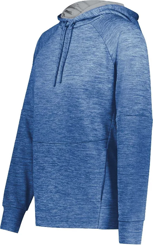 Holloway 223780 Ladies All Pro Performance Fleece Hoodie - Royal Heather Silver Hoodie with Cropped Fit Short Trendy Holloway 223780 Ladies All Pro Performance Fleece Hoodie - Royal Heather Silver Hoodie with Cropped Fit Short Trendy