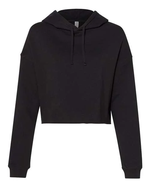 Independent Trading Co AFX64CRP Womens Lightweight Cropped Hooded Sweatshirt - Black Hoodie with V-Neck Classic Versatile Independent Trading Co AFX64CRP Womens Lightweight Cropped Hooded Sweatshirt - Black Hoodie with V-Neck Classic Versatile