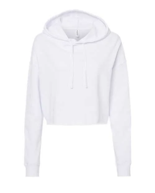 Independent Trading Co AFX64CRP Womens Lightweight Cropped Hooded Sweatshirt - White Hoodie with Magnetic Closure Innovative Modern Independent Trading Co AFX64CRP Womens Lightweight Cropped Hooded Sweatshirt - White Hoodie with Magnetic Closure Innovative Modern