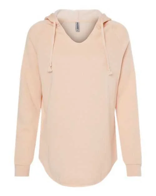 Independent Trading Co PRM2500 Womens Lightweight California Wave Wash Hooded Sweatshirt - Blush Hoodie with Tied Waist Feminine Flattering Independent Trading Co PRM2500 Womens Lightweight California Wave Wash Hooded Sweatshirt - Blush Hoodie with Tied Waist Feminine Flattering