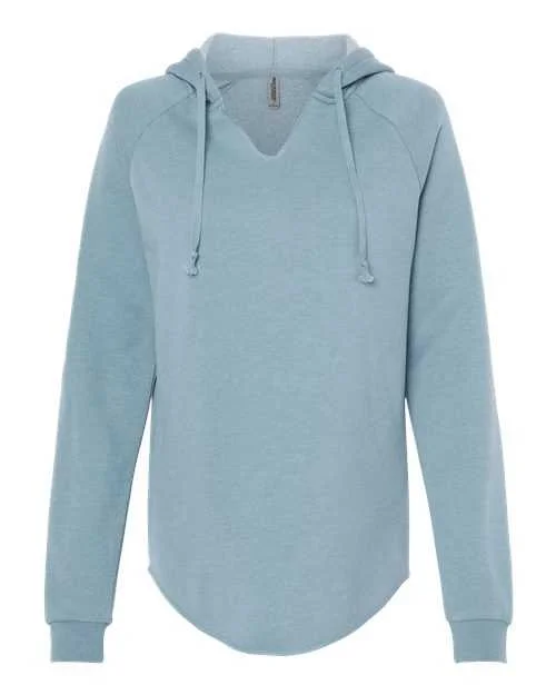 Independent Trading Co PRM2500 Womens Lightweight California Wave Wash Hooded Sweatshirt - Misty Blue Hoodie with Hem Ribbing Snug Secure Independent Trading Co PRM2500 Womens Lightweight California Wave Wash Hooded Sweatshirt - Misty Blue Hoodie with Hem Ribbing Snug Secure