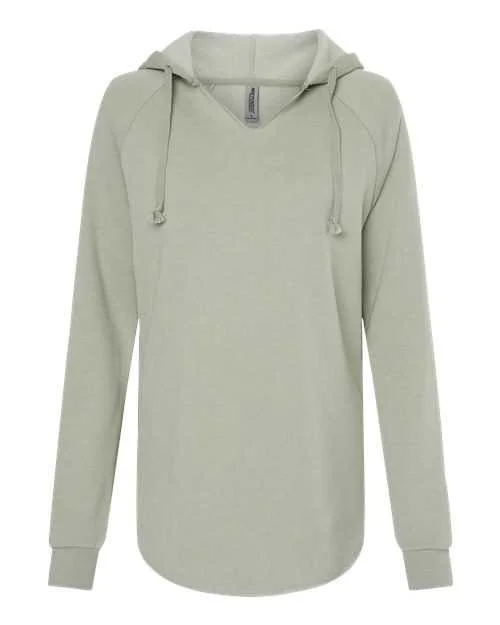 Independent Trading Co PRM2500 Womens Lightweight California Wave Wash Hooded Sweatshirt - Sage Hoodie with Hem Drawcord Adjustable Customizable Independent Trading Co PRM2500 Womens Lightweight California Wave Wash Hooded Sweatshirt - Sage Hoodie with Hem Drawcord Adjustable Customizable