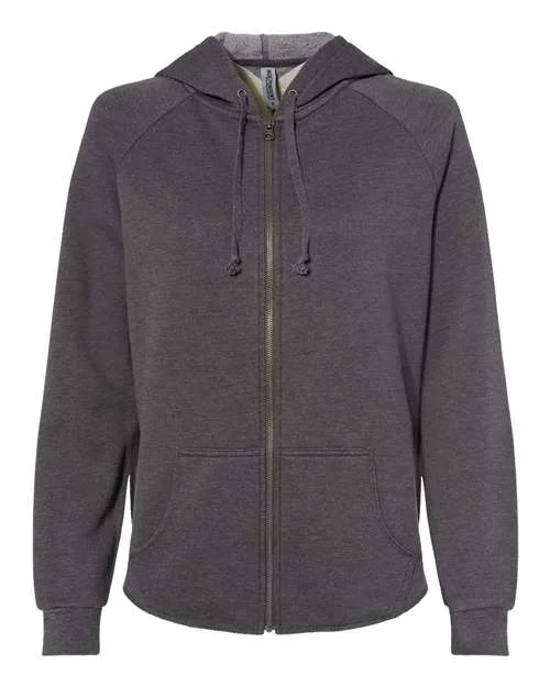Independent Trading Co PRM2500Z Women's California Wave Wash Full-Zip Hooded Sweatshirt - Shadow Graphic Hoodie Design Print Independent Trading Co PRM2500Z Women's California Wave Wash Full-Zip Hooded Sweatshirt - Shadow Graphic Hoodie Design Print