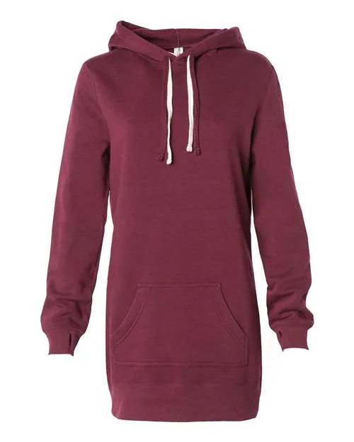 Independent Trading Co PRM65DRS Womens Special Blend Hooded Sweatshirt Dress - Maroon Hoodie Crop Top Short Trendy Independent Trading Co PRM65DRS Womens Special Blend Hooded Sweatshirt Dress - Maroon Hoodie Crop Top Short Trendy