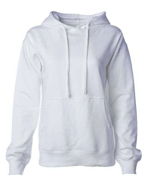 Independent Trading Co SS008 Women's Midweight Hooded Sweatshirt - White Hoodie with Hood Adjustable Protection Independent Trading Co SS008 Women's Midweight Hooded Sweatshirt - White Hoodie with Hood Adjustable Protection