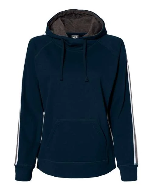 J. America 8642 Women's Rival Fleece Hooded Sweatshirt - Navy Hoodie with Mesh Breathable Sporty J. America 8642 Women's Rival Fleece Hooded Sweatshirt - Navy Hoodie with Mesh Breathable Sporty