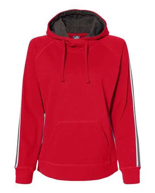 J. America 8642 Women's Rival Fleece Hooded Sweatshirt - Red Hoodie with Reflective Safety Nightwear J. America 8642 Women's Rival Fleece Hooded Sweatshirt - Red Hoodie with Reflective Safety Nightwear
