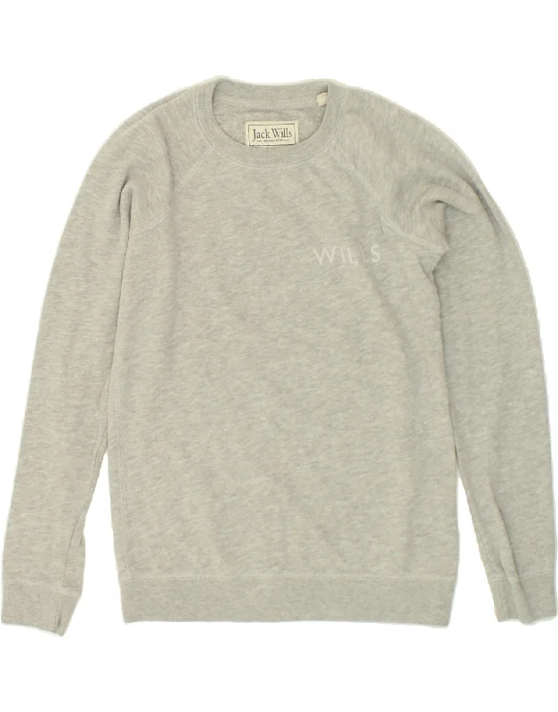 JACK WILLS Womens Classic Fit Sweatshirt Jumper UK 8 Small Grey Cotton