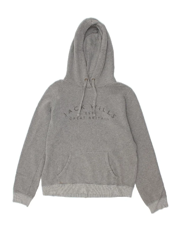 JACK WILLS Womens Graphic Hoodie Jumper UK 12 Medium Grey Flecked Cotton Hoodie with Metallic Shiny Futuristic JACK WILLS Womens Graphic Hoodie Jumper UK 12 Medium Grey Flecked Cotton Hoodie with Metallic Shiny Futuristic