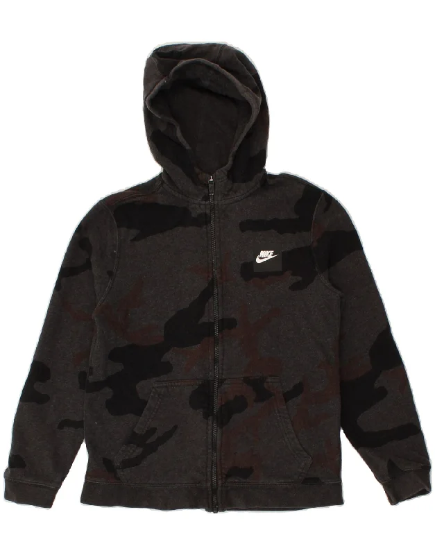 NIKE Boys Zip Hoodie Sweater 12-13 Years Large Grey Camouflage Cotton Hoodie with Batwing Sleeves Loose Dramatic NIKE Boys Zip Hoodie Sweater 12-13 Years Large Grey Camouflage Cotton Hoodie with Batwing Sleeves Loose Dramatic