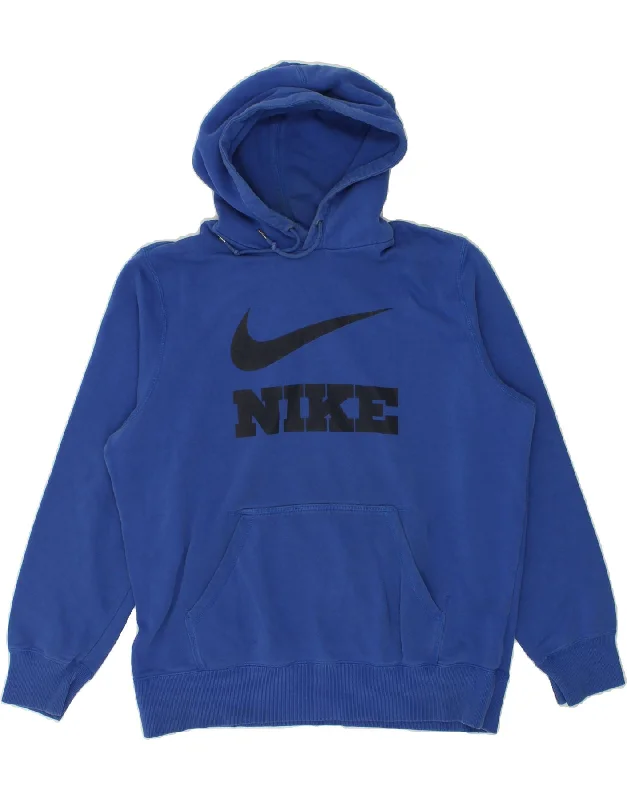 NIKE Mens Graphic Hoodie Jumper XL Blue Cotton