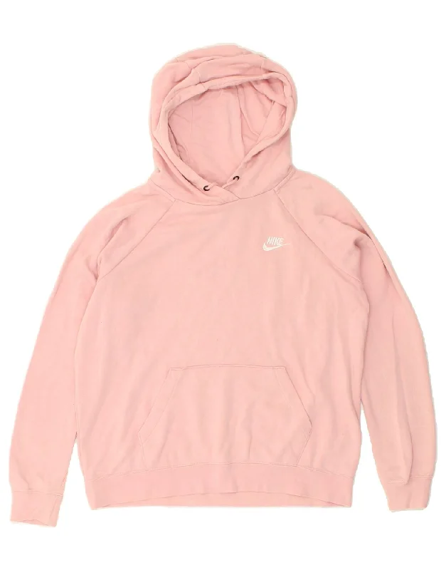 NIKE Womens Hoodie Jumper UK 14 Medium Pink Cotton Hoodie with Hem Elastic Stretchable Comfortable NIKE Womens Hoodie Jumper UK 14 Medium Pink Cotton Hoodie with Hem Elastic Stretchable Comfortable