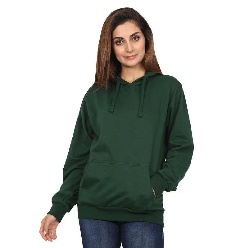 Plain Dark Green Hoodie Sweatshirt for Women