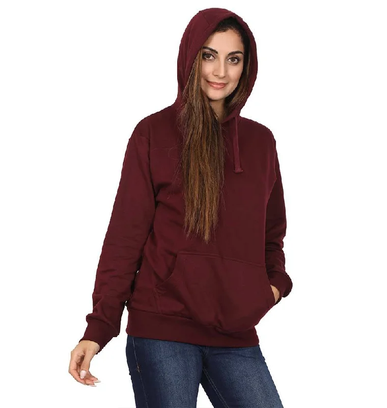 Plain Maroon Hoodie Sweatshirt for Women