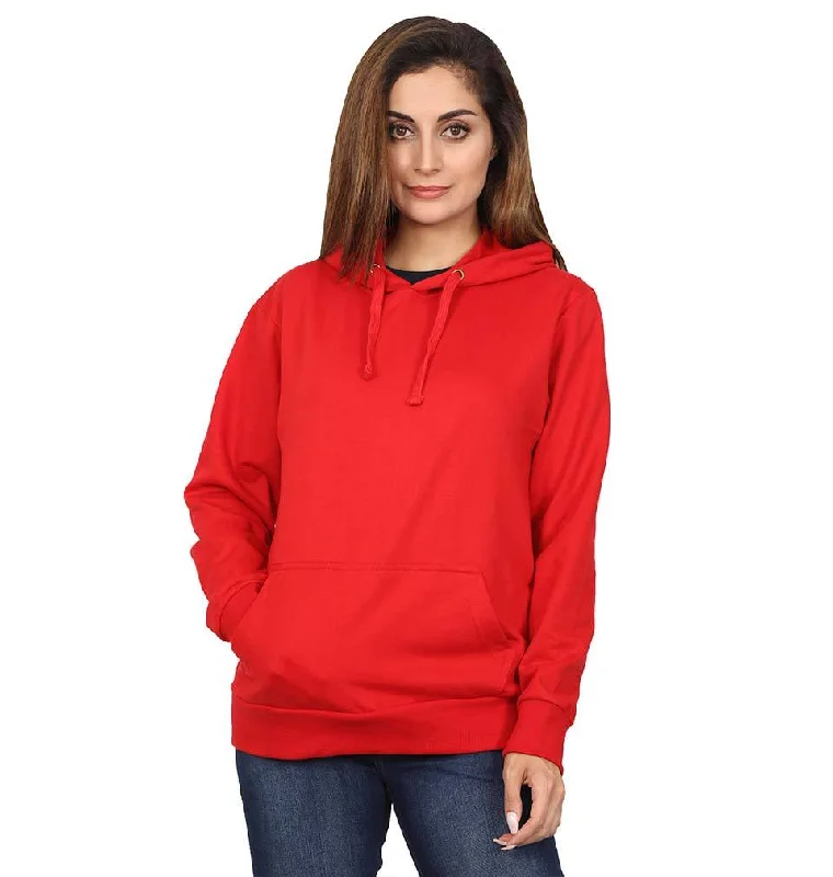 Plain Red Hoodie Sweatshirt for Women