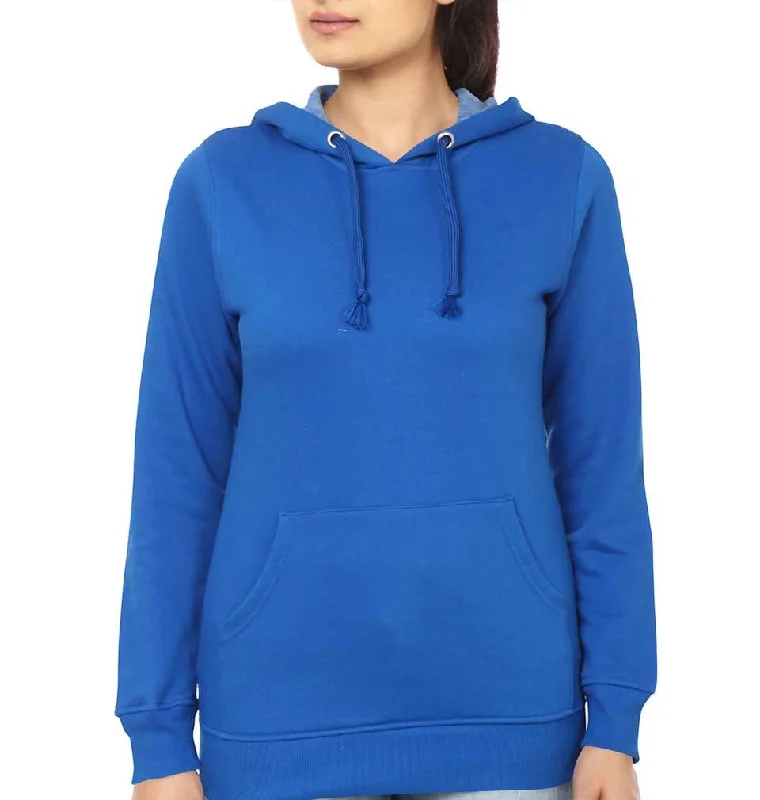 Plain Royal Blue Hoodie Sweatshirt for Women