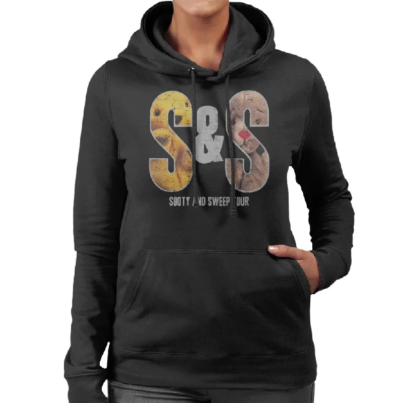 Sooty And Sweep S&S Tour Women's Hooded Sweatshirt Hoodie with Distressed Vintage Worn Sooty And Sweep S&S Tour Women's Hooded Sweatshirt Hoodie with Distressed Vintage Worn