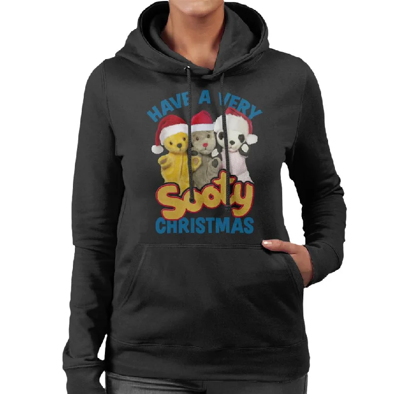 Sooty Christmas Have A Very Sooty Christmas Blue Text Women's Hooded Sweatshirt Hoodie with Fur Luxurious Winter Sooty Christmas Have A Very Sooty Christmas Blue Text Women's Hooded Sweatshirt Hoodie with Fur Luxurious Winter
